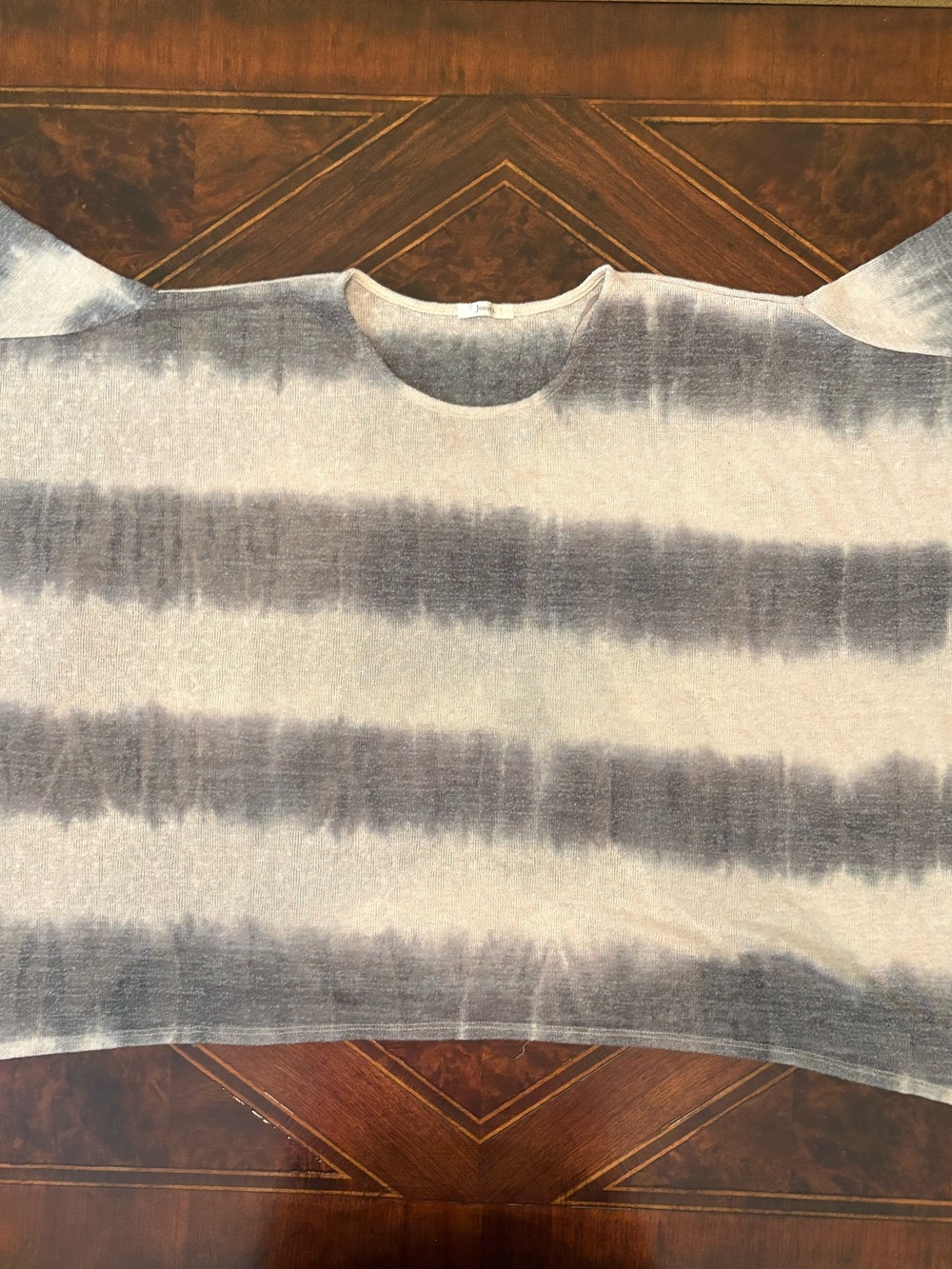 JODIFL Women Plus Size Shirt Shawl Striped Top - Gray & Cream OS